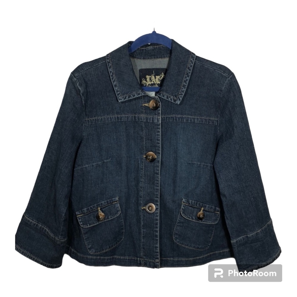 Live A Little Jean Jacket Button Front Size L - image 1